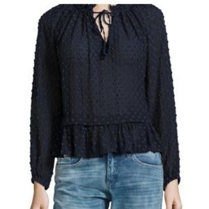 Rebecca Taylor Silk Cotton Blend Peplum Peasant Top Size 2